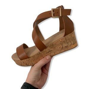 Torrid Cognac Brown Faux Leather Cork Platform